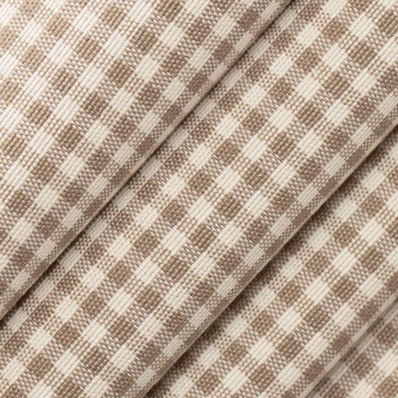 Natural Brown Check Small Scale Woven Pattern Upholstery Fabric by The Yard - SKU: Nobel Mocha